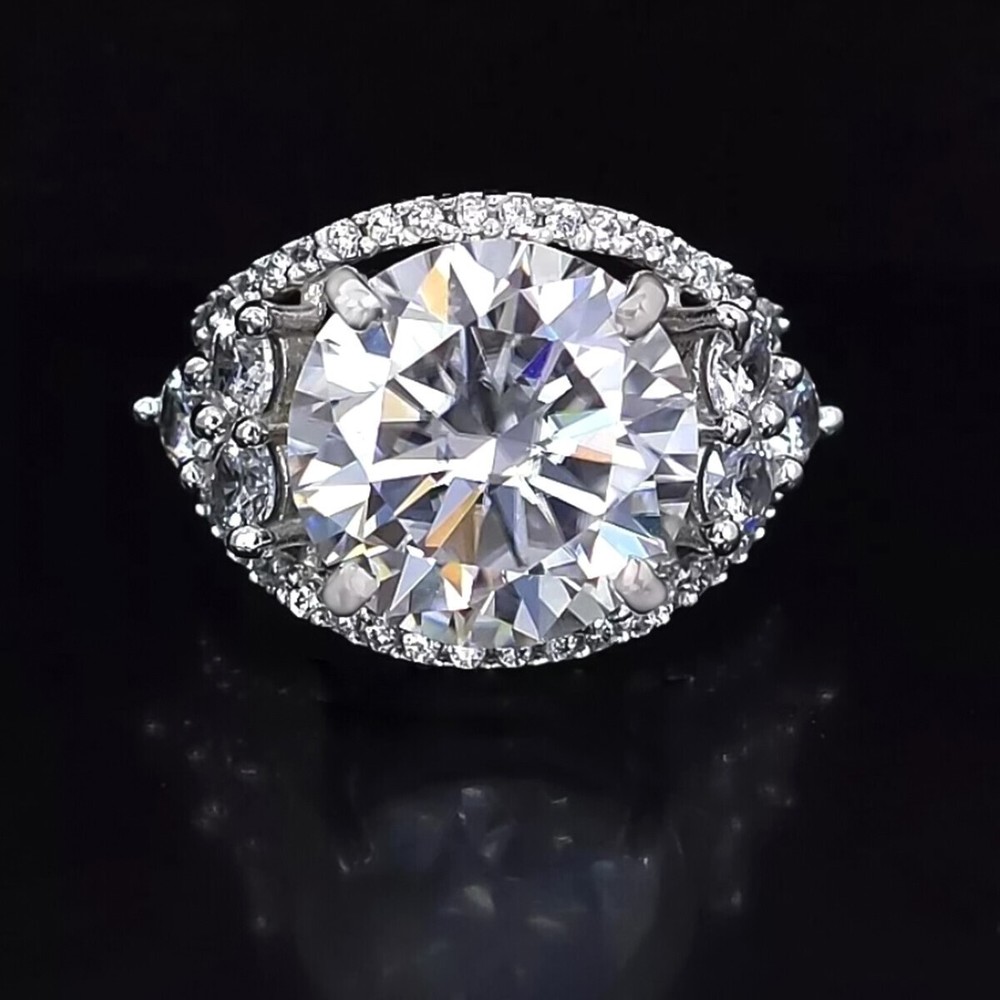 8.60 Ct White Brilliant Cut Diamond Solitaire Ring 925 Sterling Silver Women