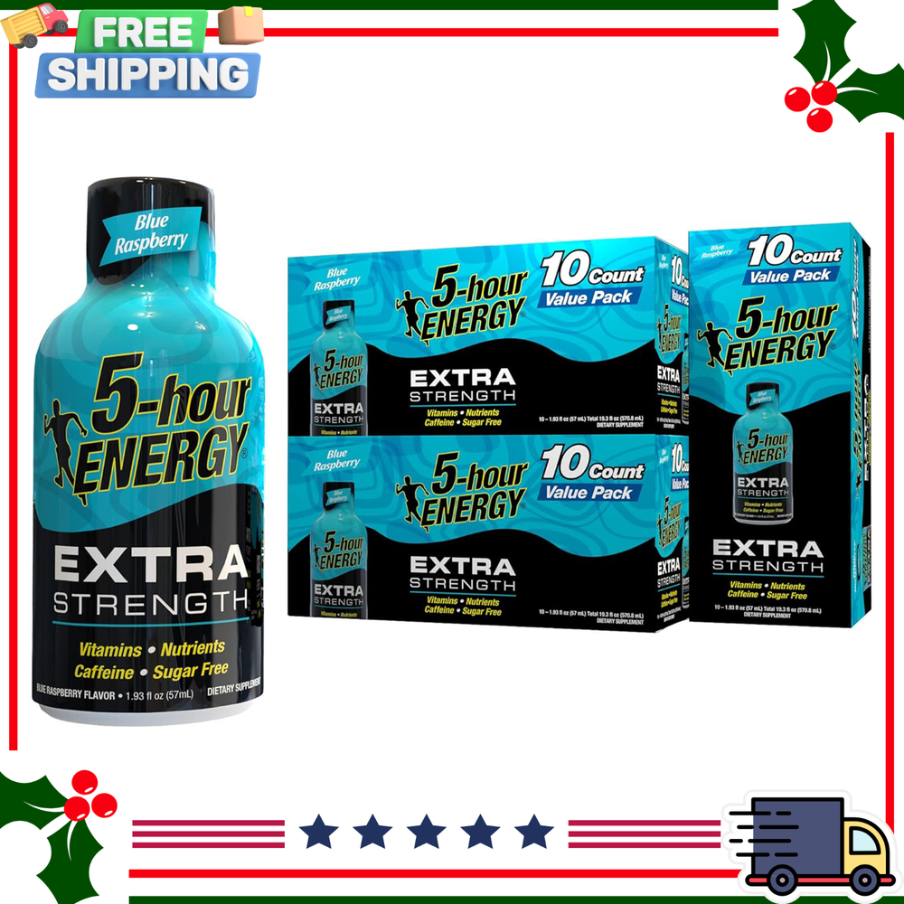 5-Hour ENERGY Shots Extra Strength | Blue Raspberry Flavor | 1.93 oz. 30 Count