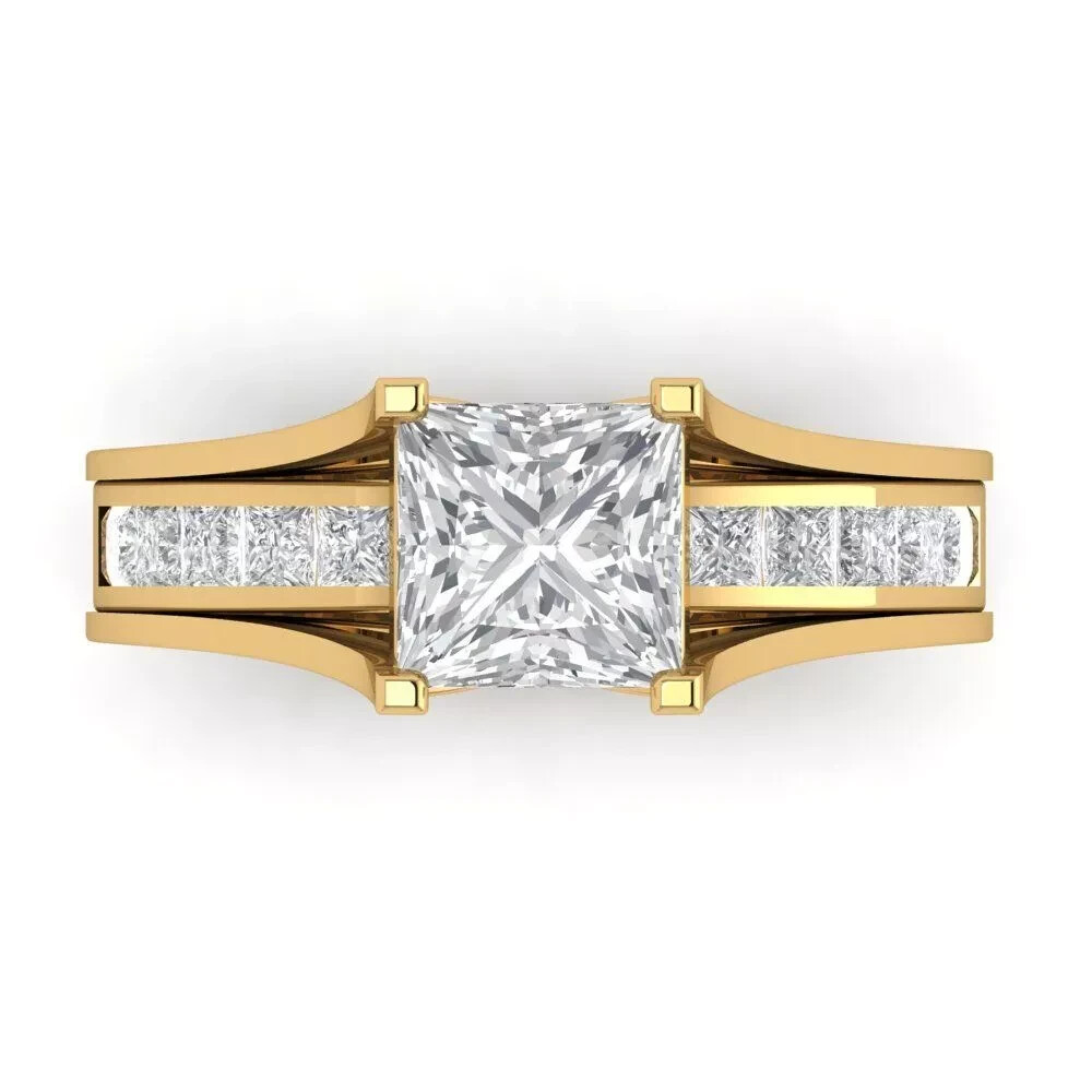 2Ct Princess Cut Lab Diamond Engagement Ring in 14k Yellow Gold