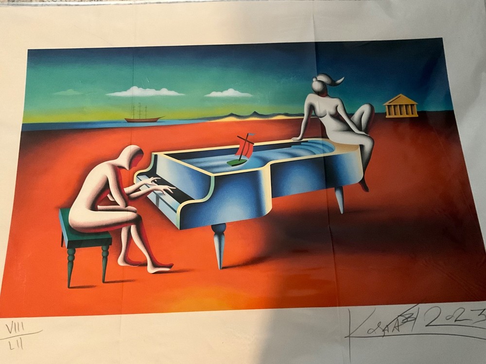 SIGNED Mark Kostabi limited edition serigraph “39” x 28”.  #8 of only 52