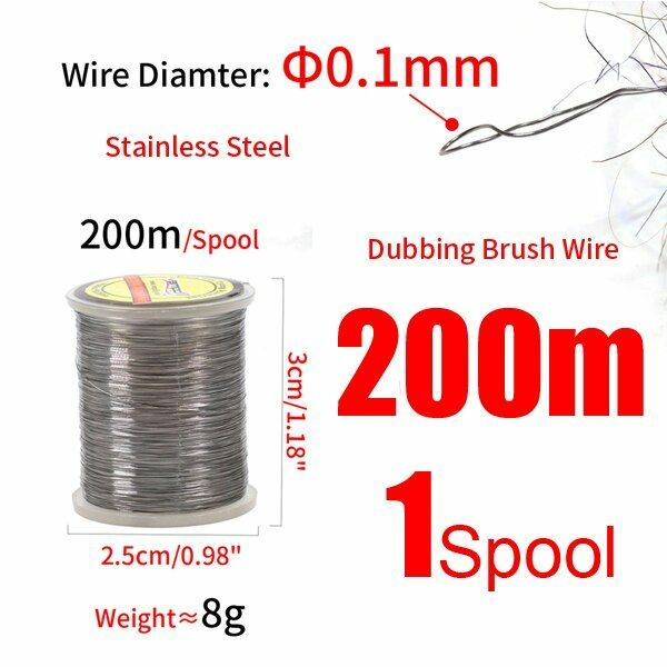 0.1mm 100-200m Stainless Steel Fly Tying Dubbing Brush Weighted Body Wire  