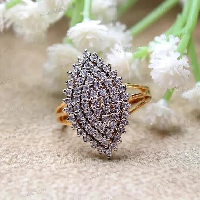 2.00Ctw Round Moissanite Cluster Wedding Ring in 14K Yellow Gold