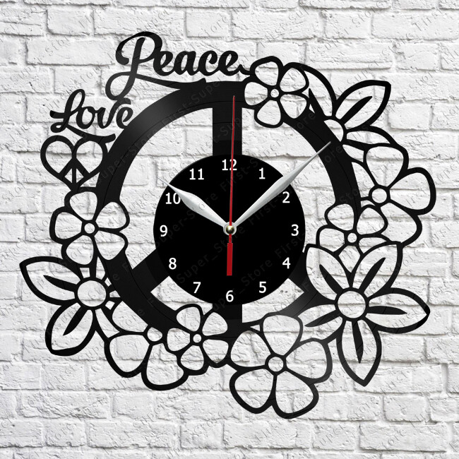 Peace and Love Vinyl Clock Record Wall Clock Decor Fan Art Home 2866