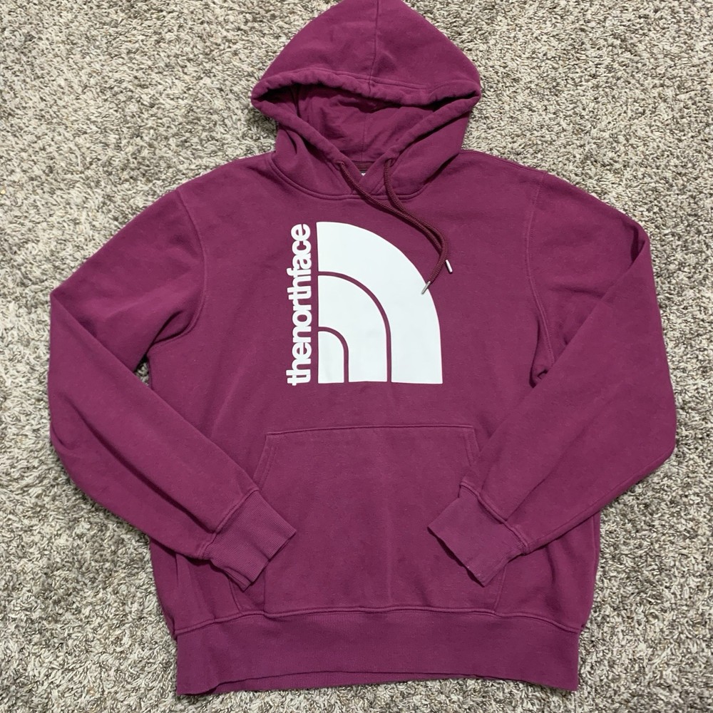 North Face Men's Medium Maroon Red Cotton Blend Hooded Sweatshirt GUC