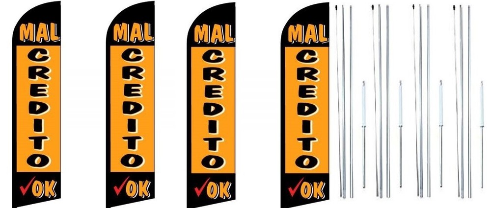 Mal Credito OK Windless Flag With Complete Hybrid Pole set- 4 pack