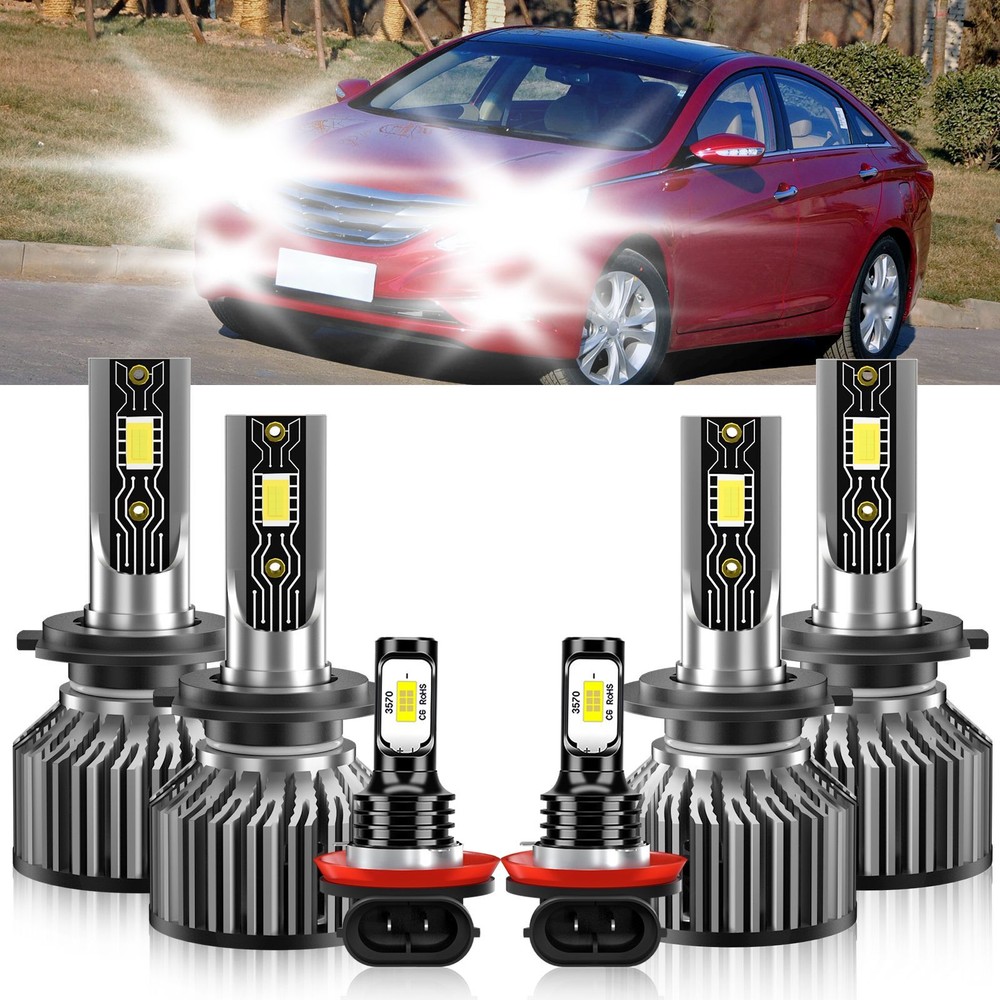 For Hyundai Sonata 2011-2014 LED Headlight Fog Lights Kit High Low Beam Bulbs