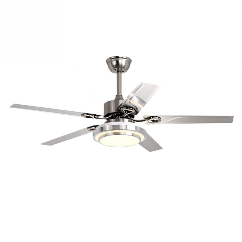 42 48 52 Inch Reversible Stainless Blade Ceiling Fan with LED Light and Remote Control