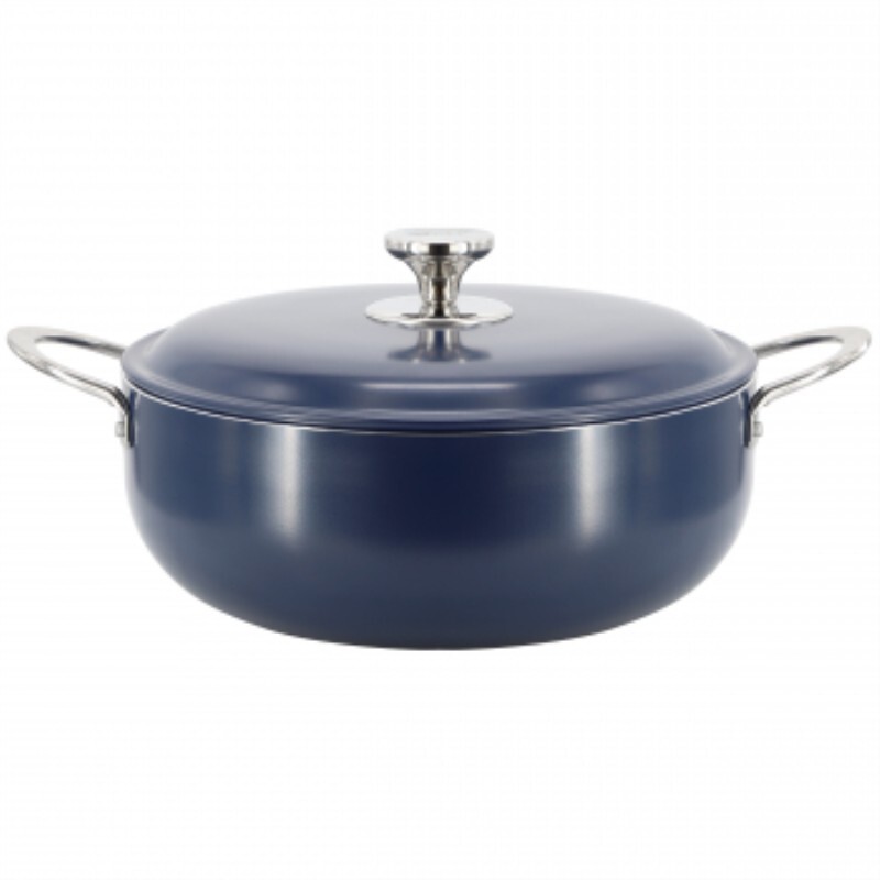 Oster Cartagena 7.4 Quart Nonstick Aluminum Caldero With Lid In Dark Blue