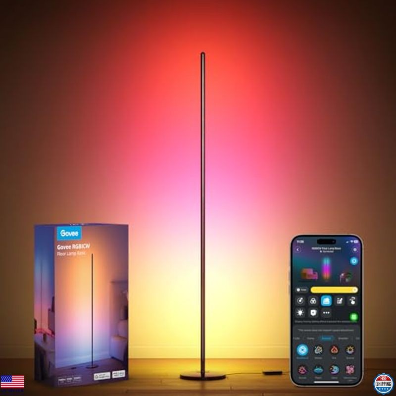 RGBIC Smart LED Floor Lamp with Music Sync 16M Colors 1000 Lumen Corner Light
