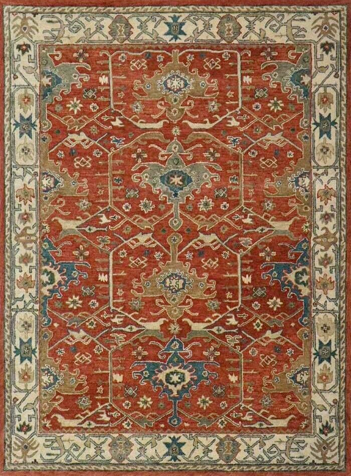 Hand Tufted 100% Wool Rug in Pottery Barn Channing Red and Navy Blue