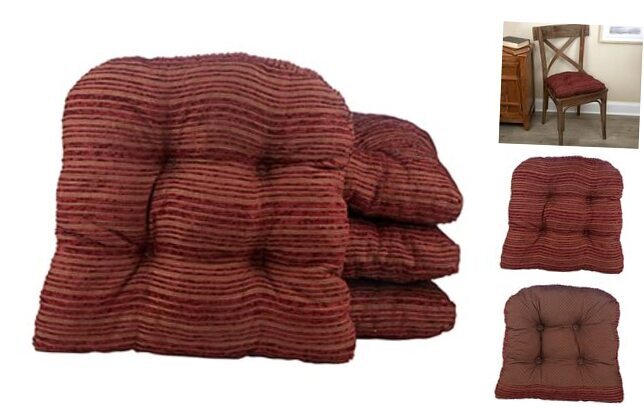 Memory Foam Chair Cushions, Non-Slip Grip Dot, 15 x 15 x 3 Inches, Set of 4,