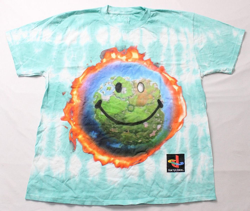 Cactus Jack Men's S/S Fortnite Travis Scott World T-Shirt JL3 Teal Large