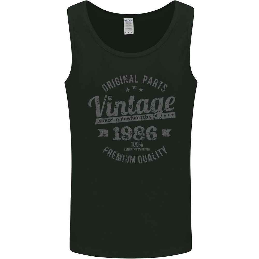 Vintage Year 39th Birthday 1986 Mens Vest Tank Top Black