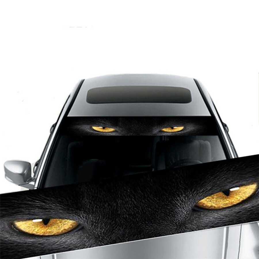 Car Stickers Decals Trim Sunshade Front/Rear Windshield 3D Yellow Eye Leopard