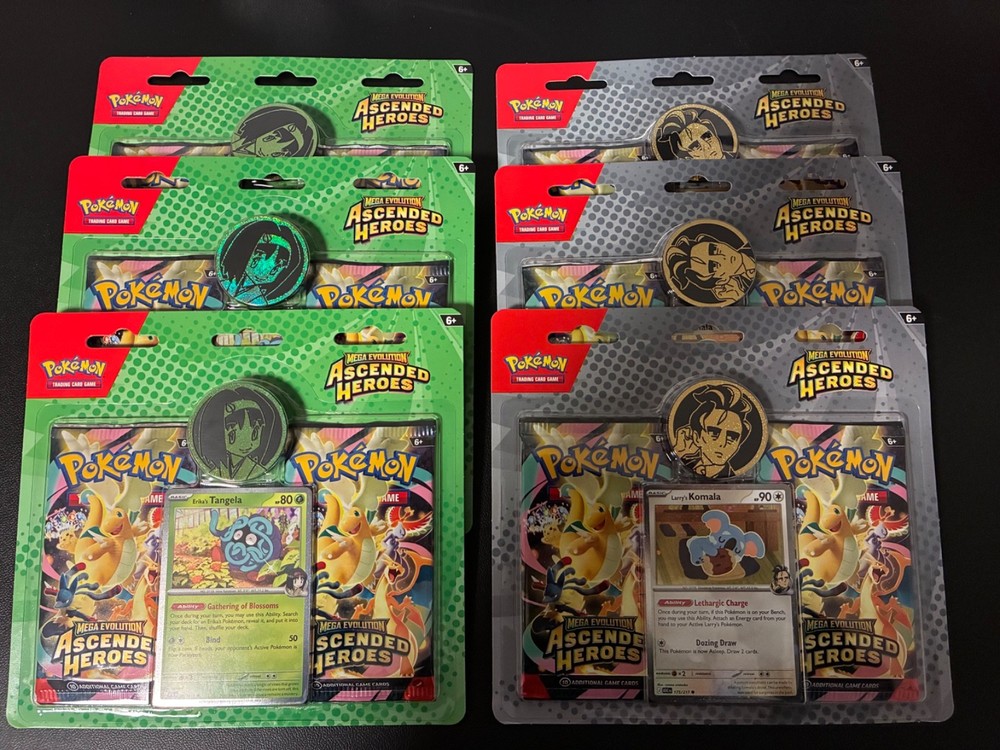 Pokemon TCG Ascended Heroes 2-Pack Blisters lot of 6 Erika and Larry