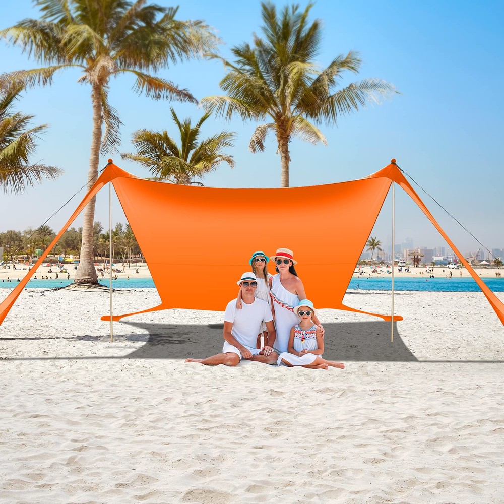 Beach Tent Sun Shelter UPF50+ 7x7 FT Windproof Pop Up Canopy Shade with Sand ...