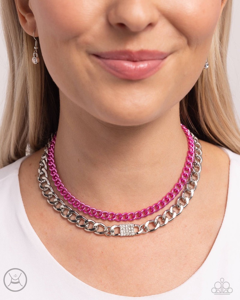 New Paparazzi Jewelry-Exaggerated Effort Choker-Pink