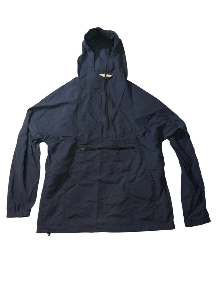 LL Bean Men's Navy Blue Anorak Pullover Jacket Large Tall Windbreaker Broke Zip