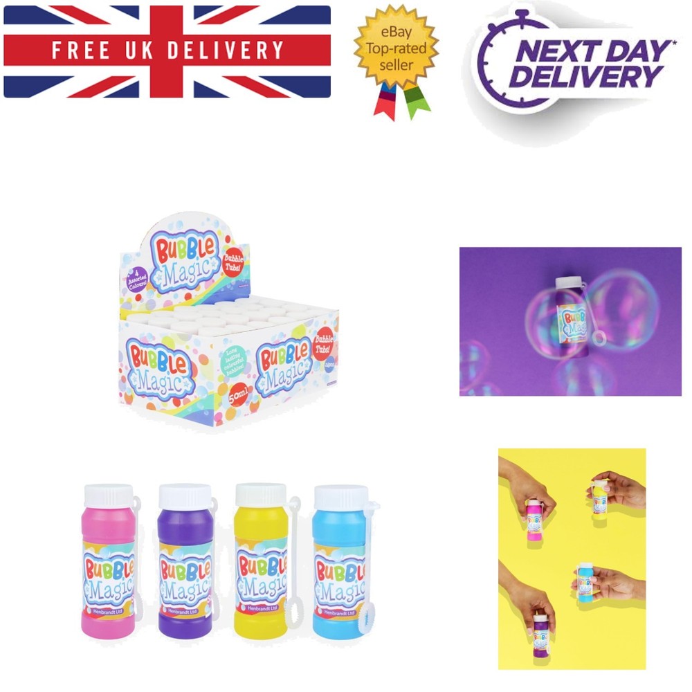 Magic 50ml Bubble Tubs for Kids - Assorted Colors & Wands for Outdoor Fun