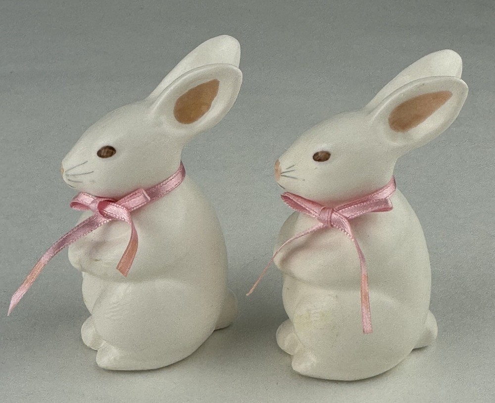 Bunny Rabbit Figurines Porcelain Ceramic 3.75
