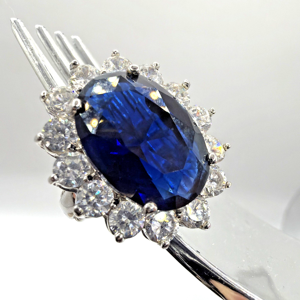 Kenneth Jay Lane Princess Diana Simulated Sapphire Ring Size 8