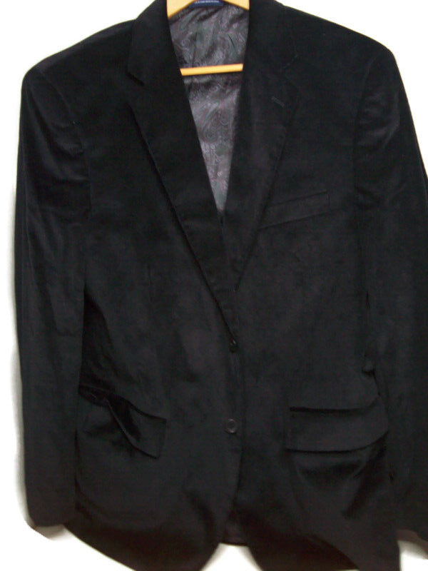 Stafford Essentials Black Corduroy Business Casual Jacket 42R Classic Fit