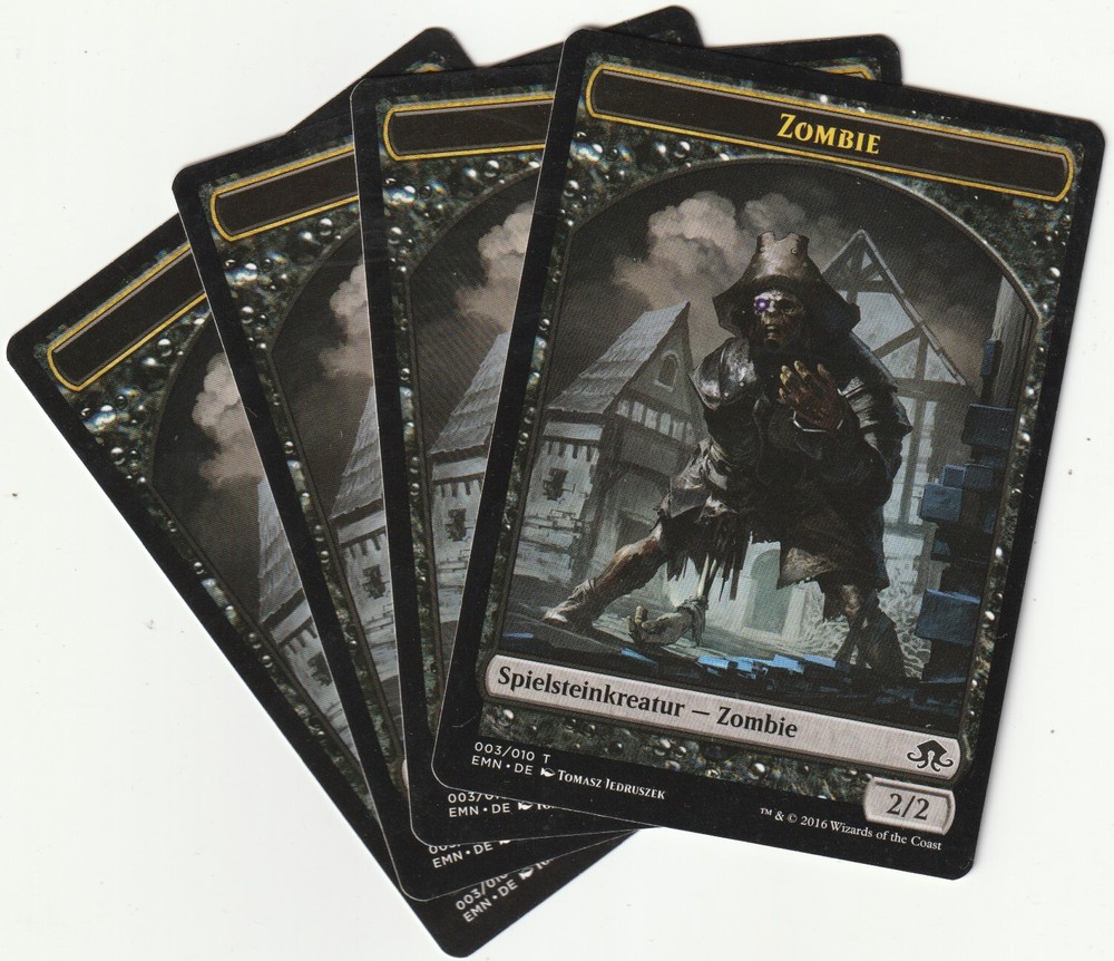Magic Gathering Zombie Black Token Creature Playset EMN 2016