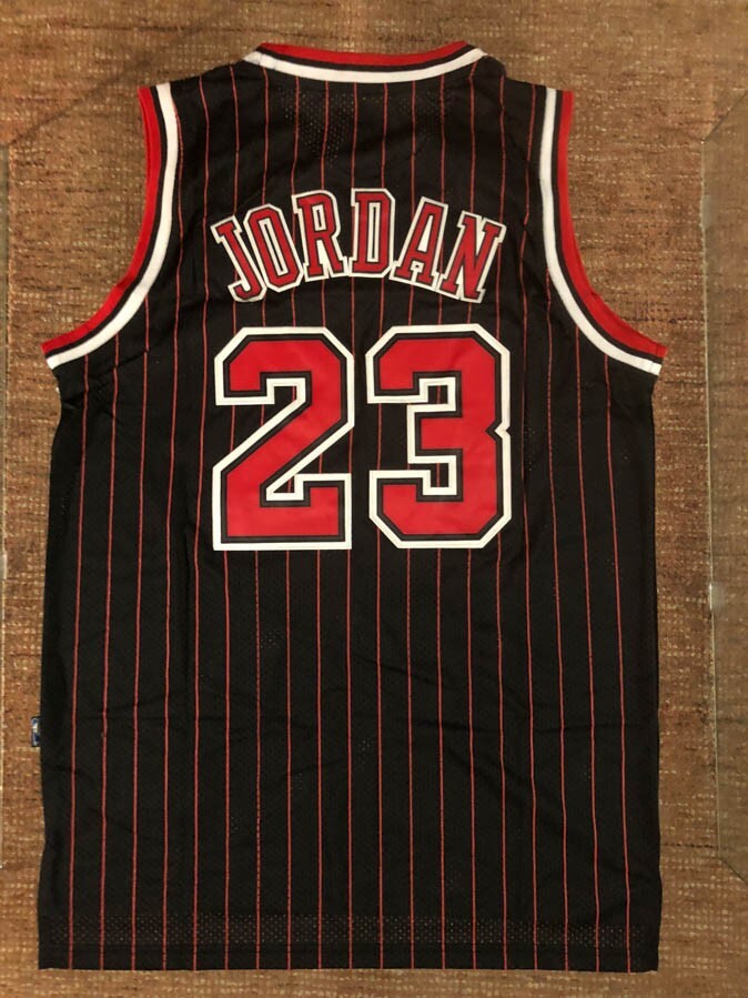 Michael Jordan #23 Chicago Bulls Men's Red/Black Pinstripe Jersey