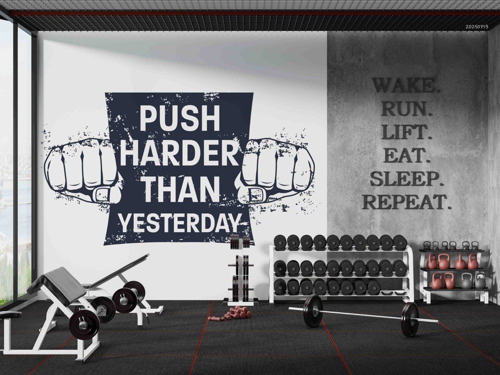 3D Gym Fitness Theme Illustration Wall Murals Wallpaper Murals Wall Sticker 15