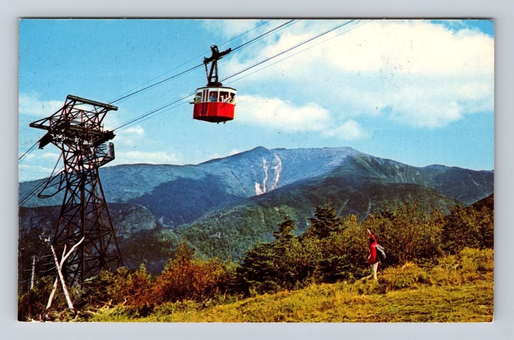 Franconia Notch New Hampshire Tram Car Nearing Summit Vintage Postcard