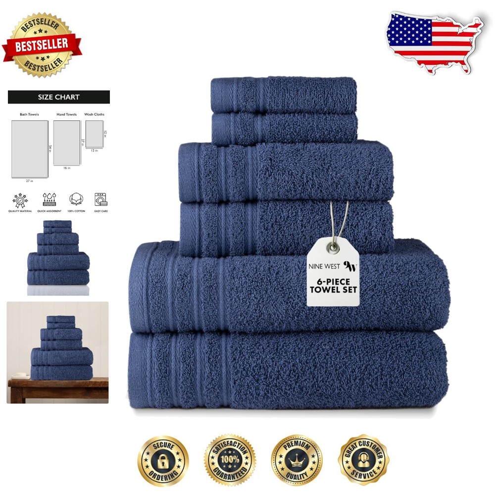 Plush 6-Piece 100% Cotton Towel Set with Bath and Hand Towels