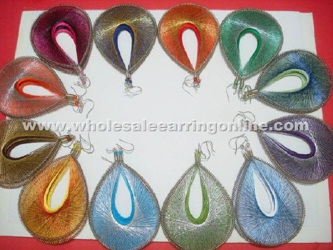 12 Pairs of Peruvian Metallic Threader Earrings Large Size # 255