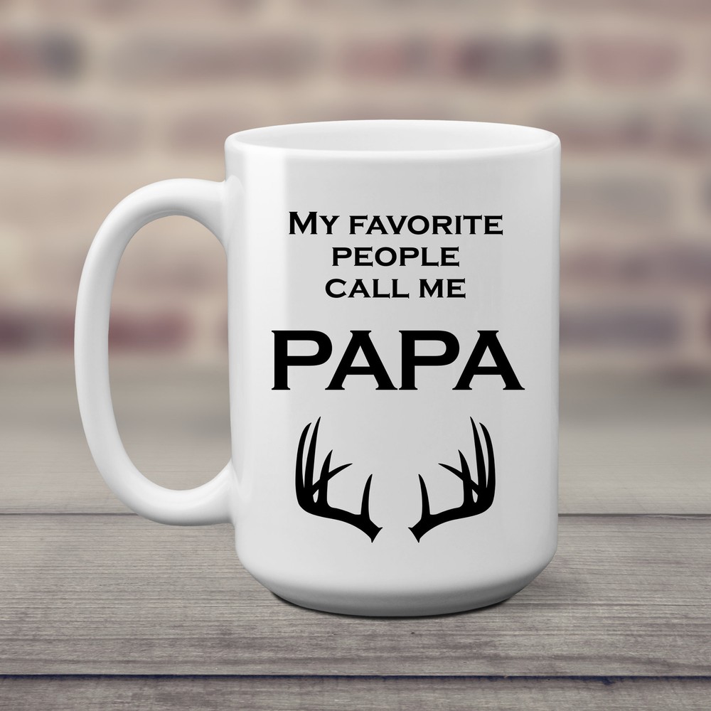 **Personalized Grandpa Mug - My Favorite People Call Me Papa - Deer Hunter Gift Idea**