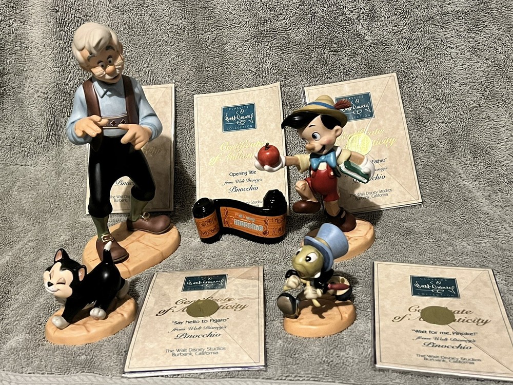 WDCC Disney Pinocchio Good-Bye Figurines - Set of 5 w/ Boxes & COA