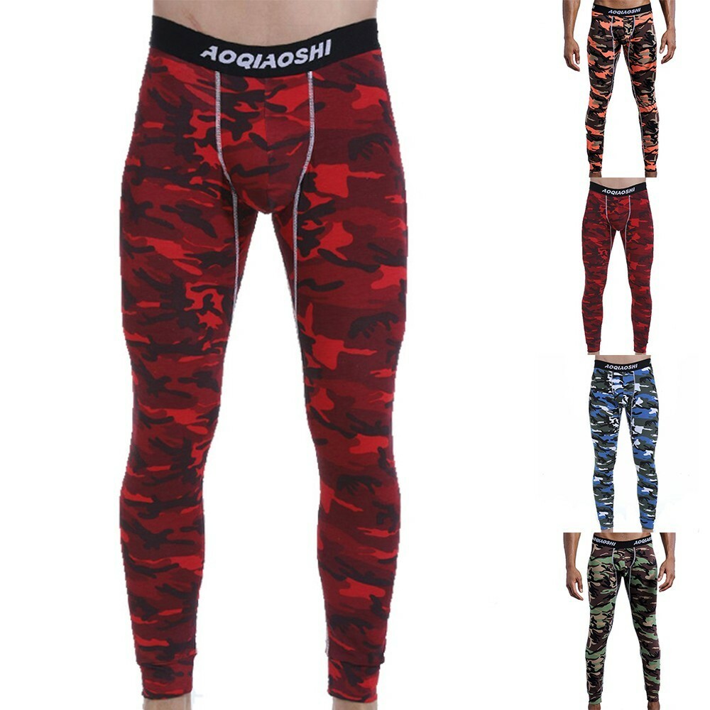 Men Camouflage Winter Thermal Home Pants Long Underwear Pajamas Warm Leggings