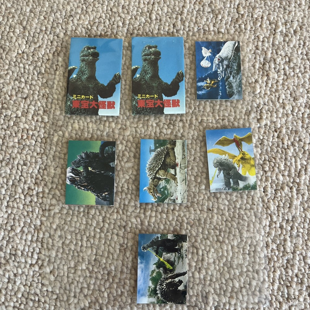 Vintage Godzilla Anguirus Mini Japanese TOHO TOEI Menko Card 2.6x1.9 Rare Lot