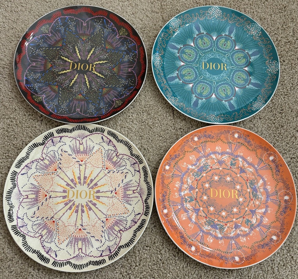 Christian Dior 4-Piece Dinner Plate Set in Gift Box with Drawers