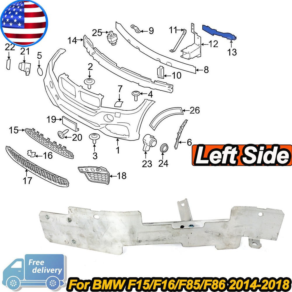 For 2014-18 BMW X5 2015-2019 BMW X6 Left Driver Headlight Mount Support Bracket