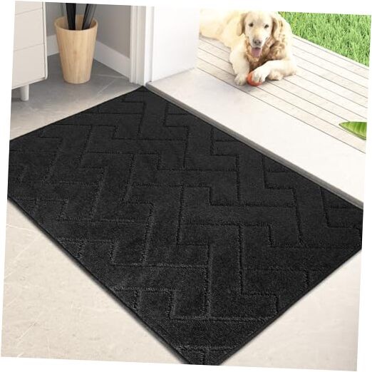 Non-Slip Dirt Trapper Washable Entry Mat 20x31.5 Black