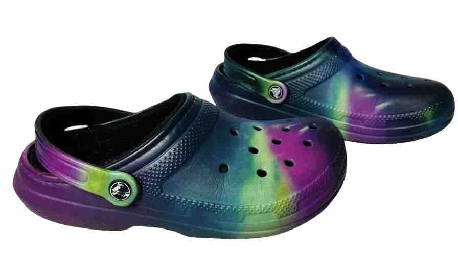 Crocs Classic Fur Lined Out of this World Tie Dye Clog Retro Womens Size 9 Men 7