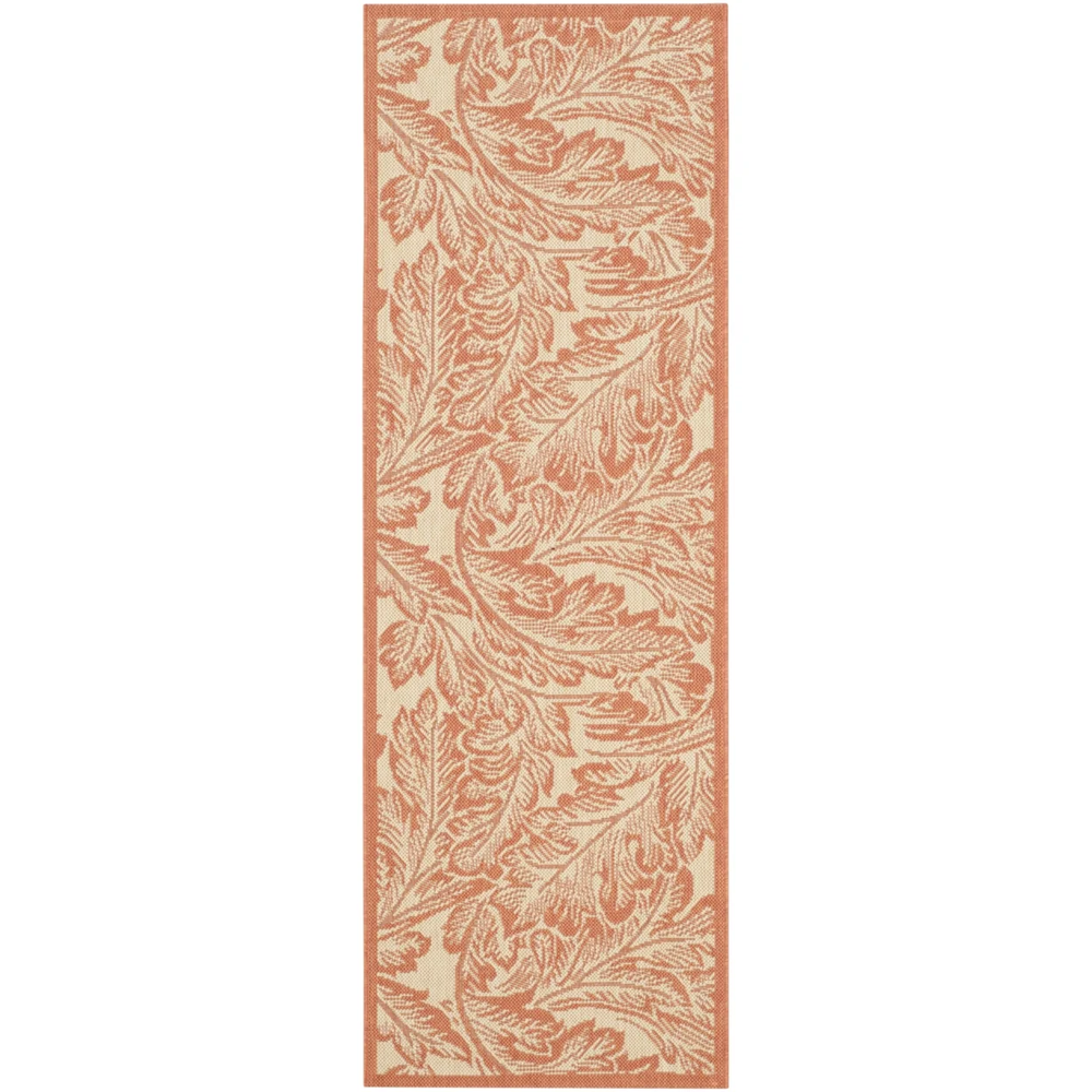 SAFAVIEH Courtyard Connie Floral Indoor Outdoor Rug in Natural Terracotta