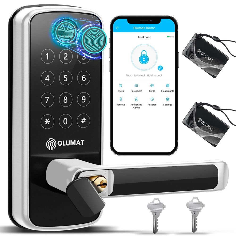 Smart Lock with Wi-Fi Keyless Entry and Handle for Front Doors