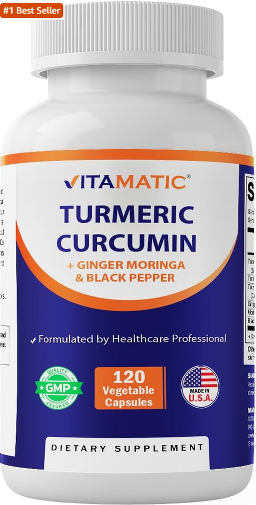 Vitamatic Turmeric Curcumin Supplement (10:1 Equivalent 3000 Mg per Serving, Mad