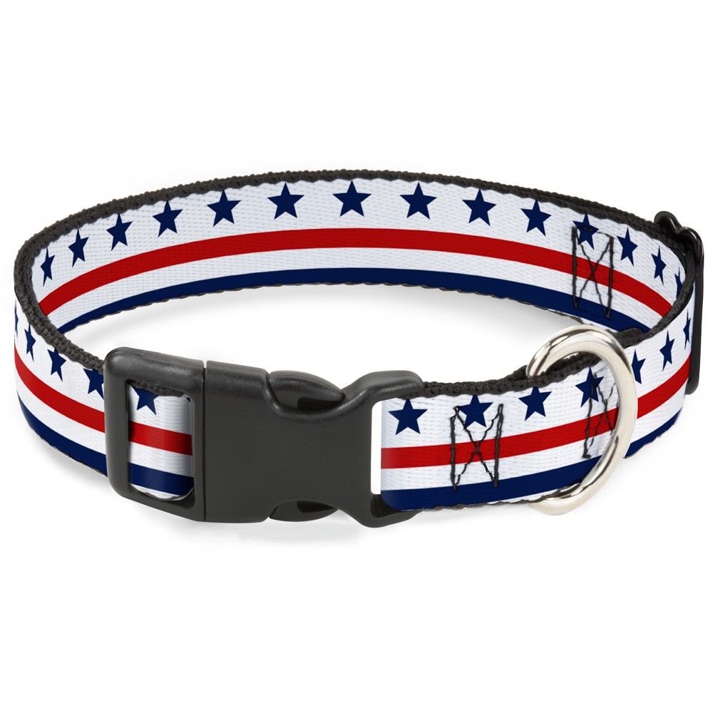Plastic Clip Collar Americana Stars & Stripes7 White/Blue/Red Medium 11-16.5