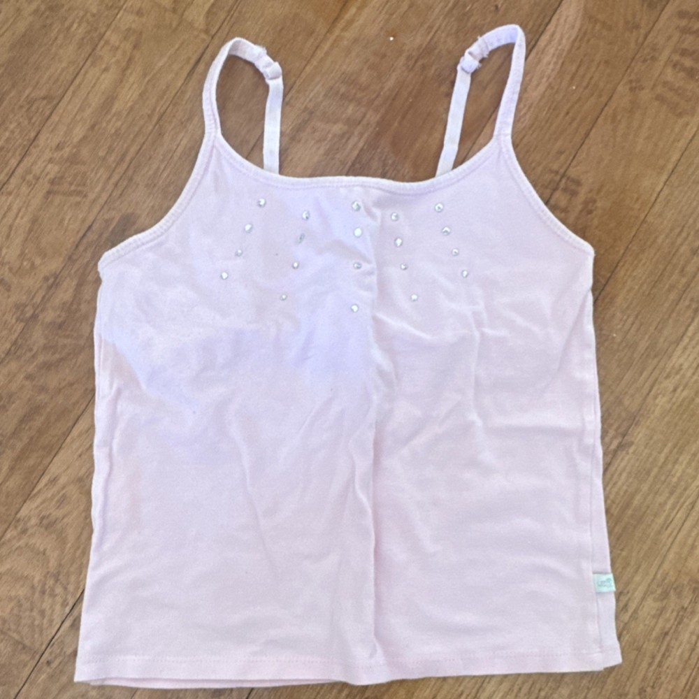Limited Too Girls Pink Camisole Tank Top Built-in Bra Rhinestone Size 10
