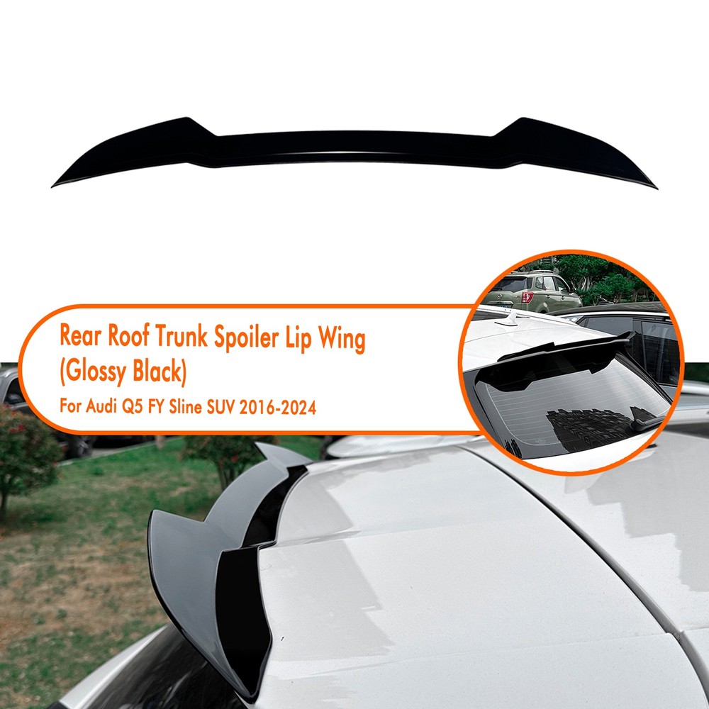 Rear Trunk Roof Spoiler Wing Kit For Audi Q5 FY Sline SUV 2016-2024 Glossy Black