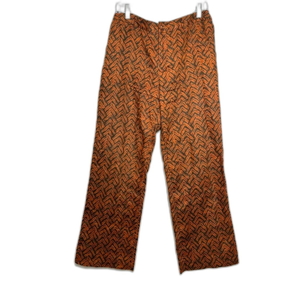 Garnet Hill Pants Women's size 4 Brown Orange Wide Leg Trouser NWOT 100% Linen