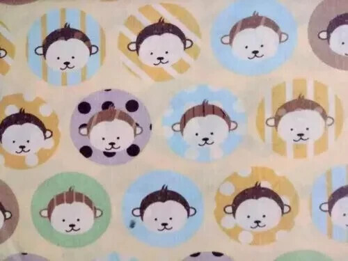 Jungle monkey fun animal print fabric piece 20x11 inch for crafts USA seller