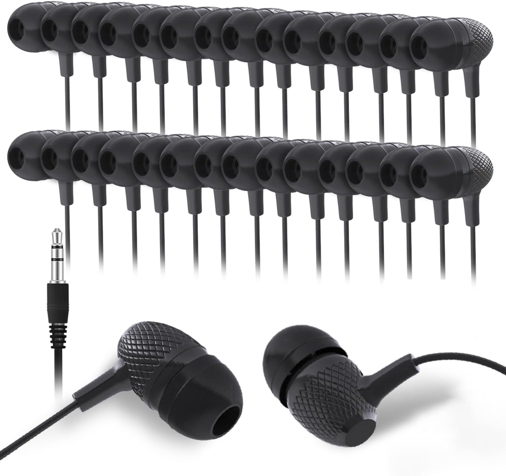 Bulk Earbuds Headphones 50 Pack for Classroom Kids, Wholesale Durable Earphones