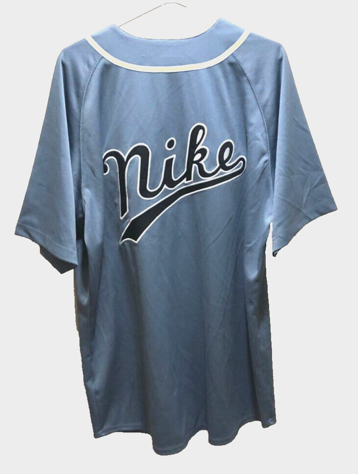 Nike Vintage 90s Stitched Blue-Gray Embroidered Baseball Swoosh Jersey L